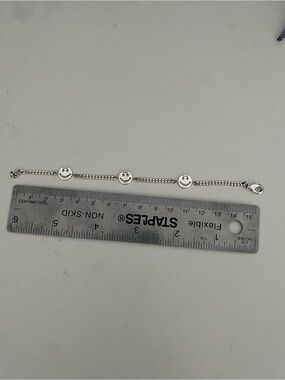 Waterproof Stainless Steel Smiley Charm Chain Bracelet